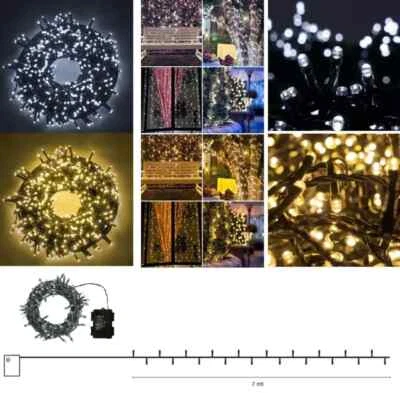 LUCI DI NATALE A BATTERIA CATENA 100 LED CALDO FREDDO MULTICOLOR 7 METRI WISDOM