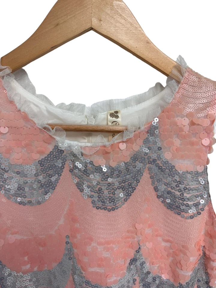 Vestido justo Cherokee feminino sem mangas rosa claro e prata lantejoulas tamanho G - Imagem 4 de 4