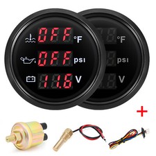 52mm 3 In 1 Gauge Oil Pressure Psi Water Temp Voltmeter With Sensor Car Boat 52mm 3 In 1 Gauge Oil Pressure Psi Water Temp Voltmeter With Sensor Car Boat