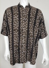 VTG Triumph Of California Mens Shirt Size XL Short Sleeve Button Black Brown