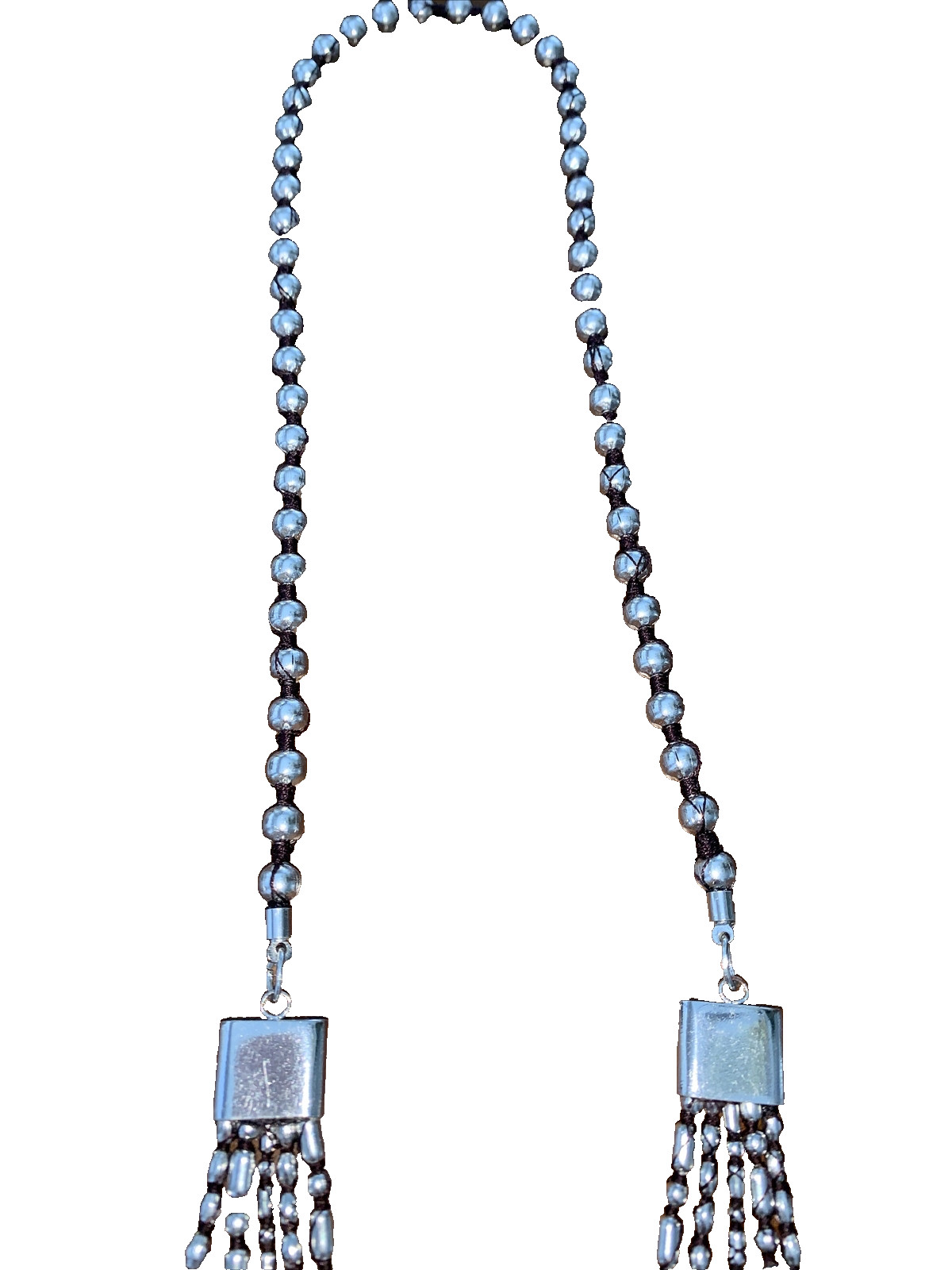 long Silver Multi Stranded beaded Necklace 18” - image 4