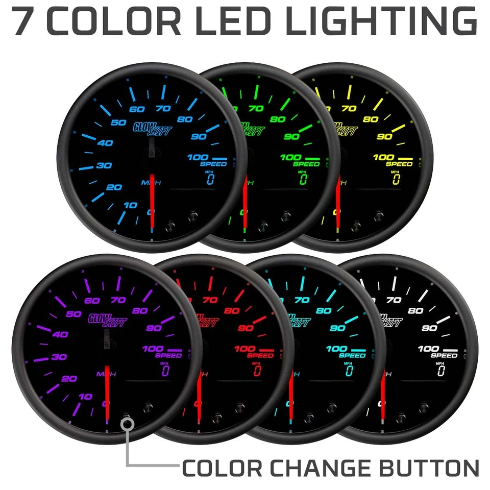 GlowShift Tinted 7 Color 100 MPH In-Dash GPS Speedometer Gauge Kit 85mm 3-3/8" - Image 4 of 4