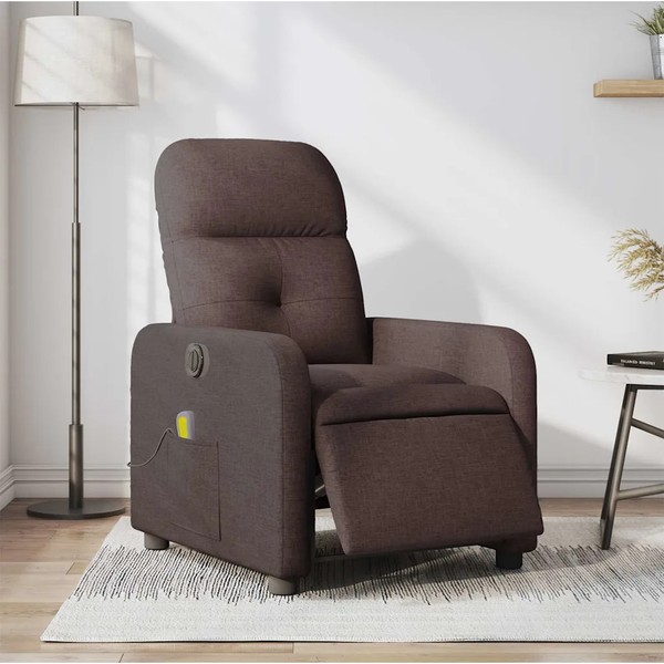 Massagesessel Elektrisch Dunkelbraun Stoff Relaxsessel Mit Shiatsu Funktion-image