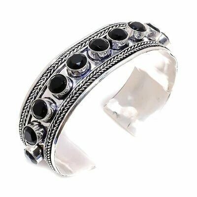 VALENTINO Bracciale in argento sterling 925 con pietre preziose onice nera naturale regolabile d724