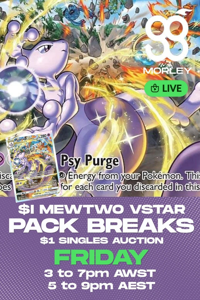 $1 Mewtwo Vstar + $1 Singles & Pack Breaks