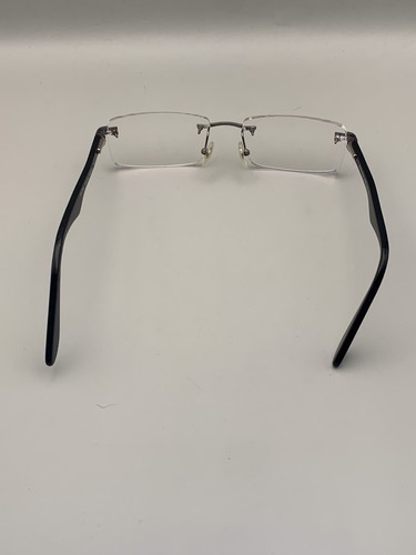 Gafas Prada PR 75A sin montura para hombre 53-16-145 negras plateadas acetato de lujo de Italia - Imagen 5 de 12