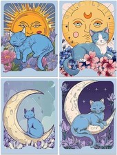 4 Pack 5D Diamond Painting Kits for Adults, Cat Diamond Art D 4PCS Blue Cat