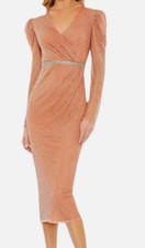 NEW Mac Duggal 93674 Beaded Wrap Front Midi/long Dress Copper Size 16