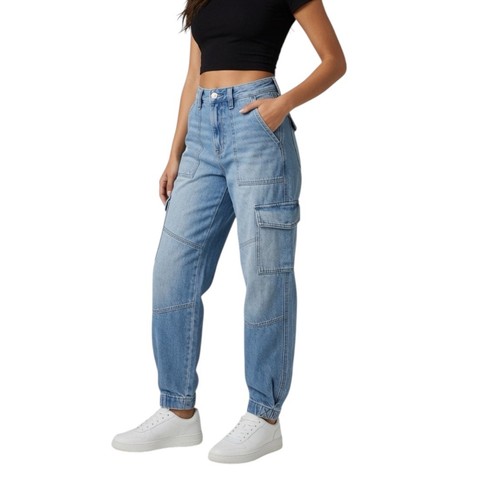 Pistola Josephine High Rise Tapered Cargo Jeans Light Wash  Cotton Paradigm 25