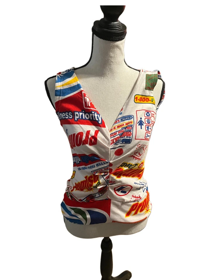 Top halter vintage Y2k Killah por Miss Sixty publicidad blanco y rojo se adapta a pequeño Foto 2 de 4