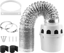 Indoor Dryer Vent Kit with 4-Inch by 8-Foot Proflex Duct, White, 4 Inch