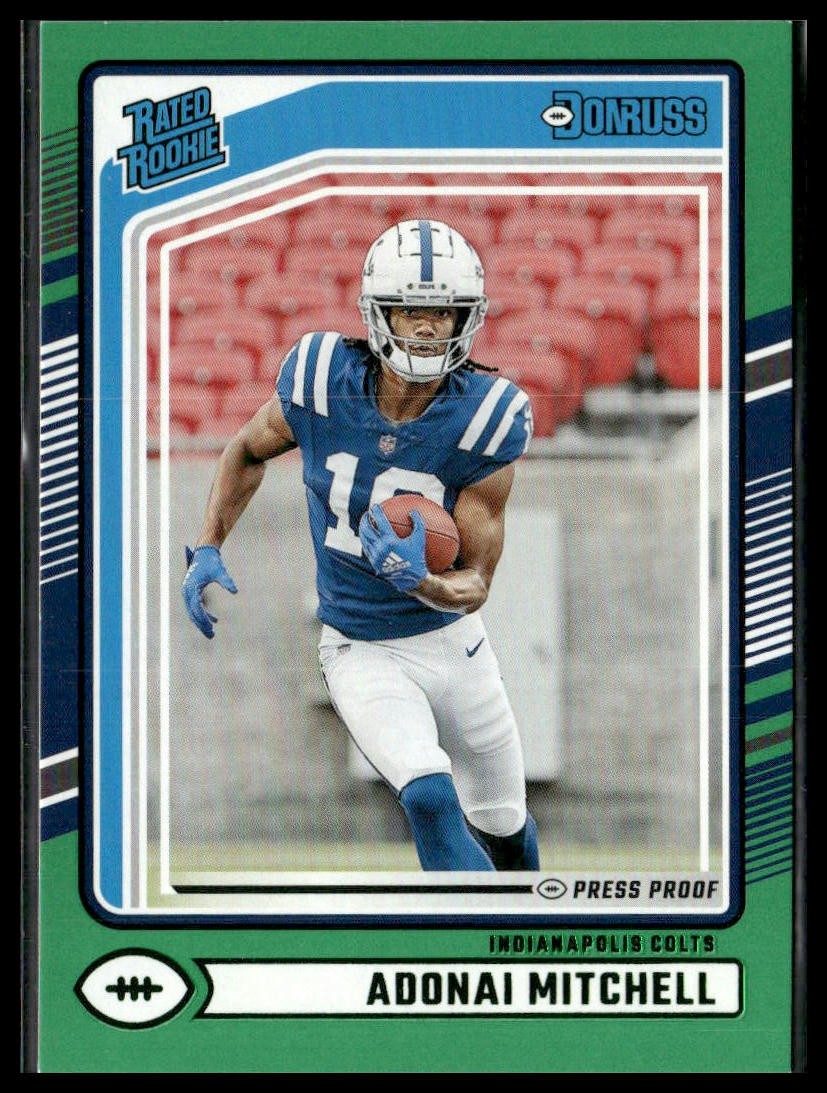 2024 Donruss Football #343 Adonai Mitchell Press Proof Green Colts Rookie RC