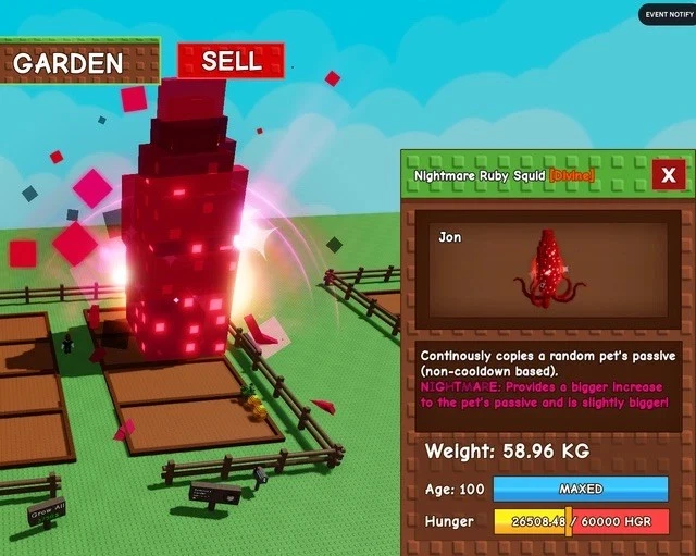 NIGHTMARE RUBY SQUID | 55KG+ | 🪴Grow a Garden ‼️FAST & EASY DELIVERY‼️