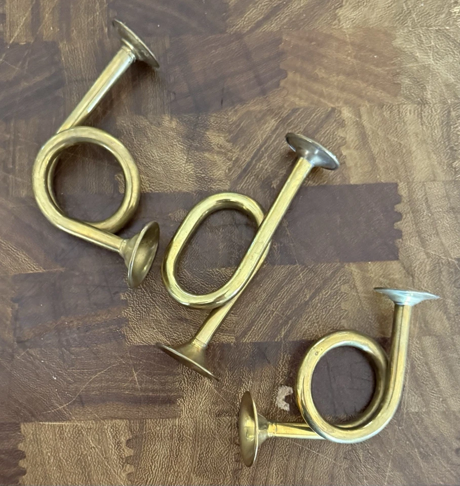 Vintage Lightweight Solid Brass Horn Decorations - Set of 3 - Image 3 of 4