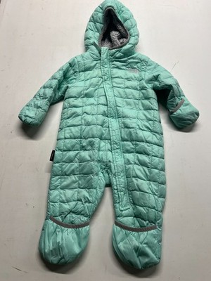 The North Face Thermoball Snowsuit Green Insulated One Piece Baby Sz 6-12 Months