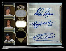 2011 Topps Triple Nolan Ryan Halladay Hernandez Jersey Auto /27 #TTARC-8 ZZ6744