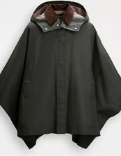 ZARA WOMAN NWT FW24 WAXED CAPE ZW COLLECTION GREEN 2969/250