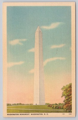 Vintage Washington Monument Washington D.C. Linen Postcard B.S. Reynolds