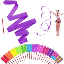 24 Pack Rainbow Dance Ribbon for Kids Party Favors - 12 Colors Rhythmic Gymna...