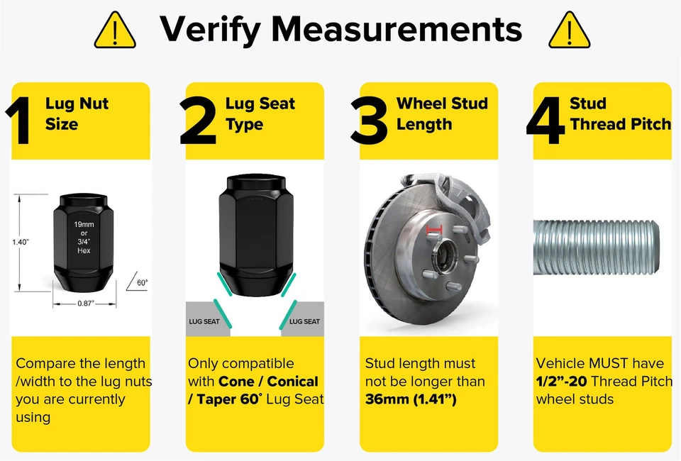20 зажимных гаек 1/2 дюйма | выпуклость черного желудя | для Ford Lincoln Mazda Dodge Suzuki - Изображение 2 из 4