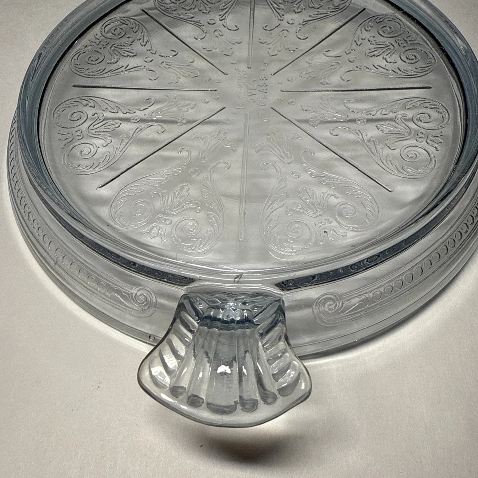 Fire King Oven Glass Serving Trivet Hot Plate Philbe Sapphire Blue Vintage 1940s - Image 2 of 4