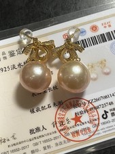 authentic 13mm fresh water Pearl Earrings S925 Sterling Silver with certificate 