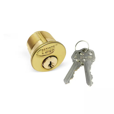 1-1/8 In. Solid Brass Mortise Cylinder with Brass Finish, KW1 (Pack of 4, Keyed