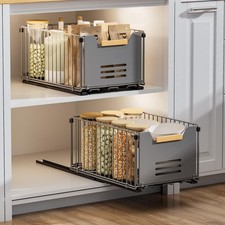 2 Pack Pull Out Cabinet Organizer, Slide Out Drawers for Cabinets, Peel and S...