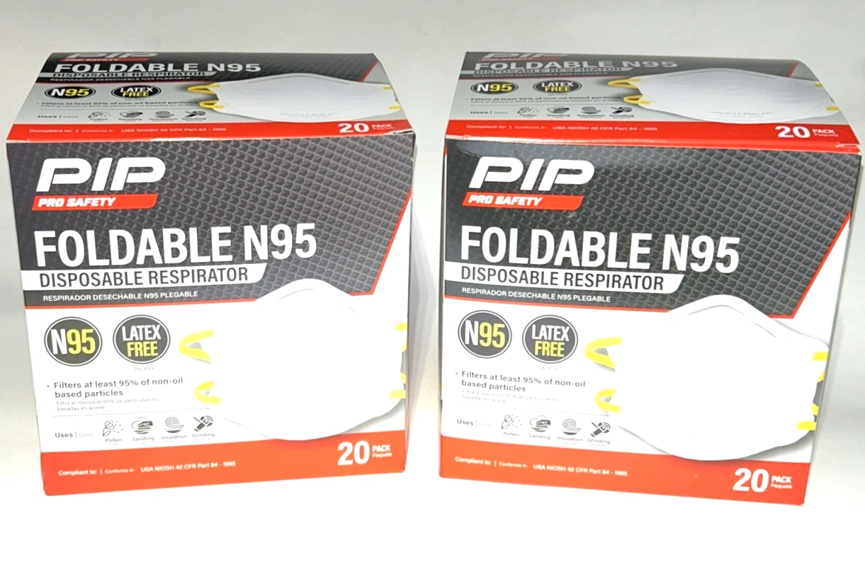 PIP Pro Safety Foldable N95 Disposable Respirators Mask EXP: 05-2030 (40 Masks)