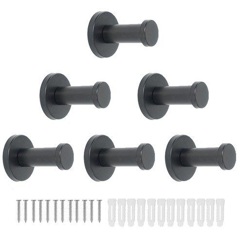 Bathroom Towel Hooks, 6 Pack Round Coat Hooks, Sturdy Wall Mounted Robe Hook,...