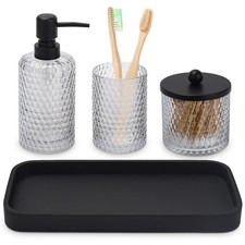Bathroom Accessory Set4 Pcs Clear Glass Bathroom Accessories Setlotion Soap Disp