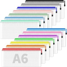 14 Pack Small Clear Pencil Cases, A6 Mesh Zipper Pouch Bags Pencil Pouch