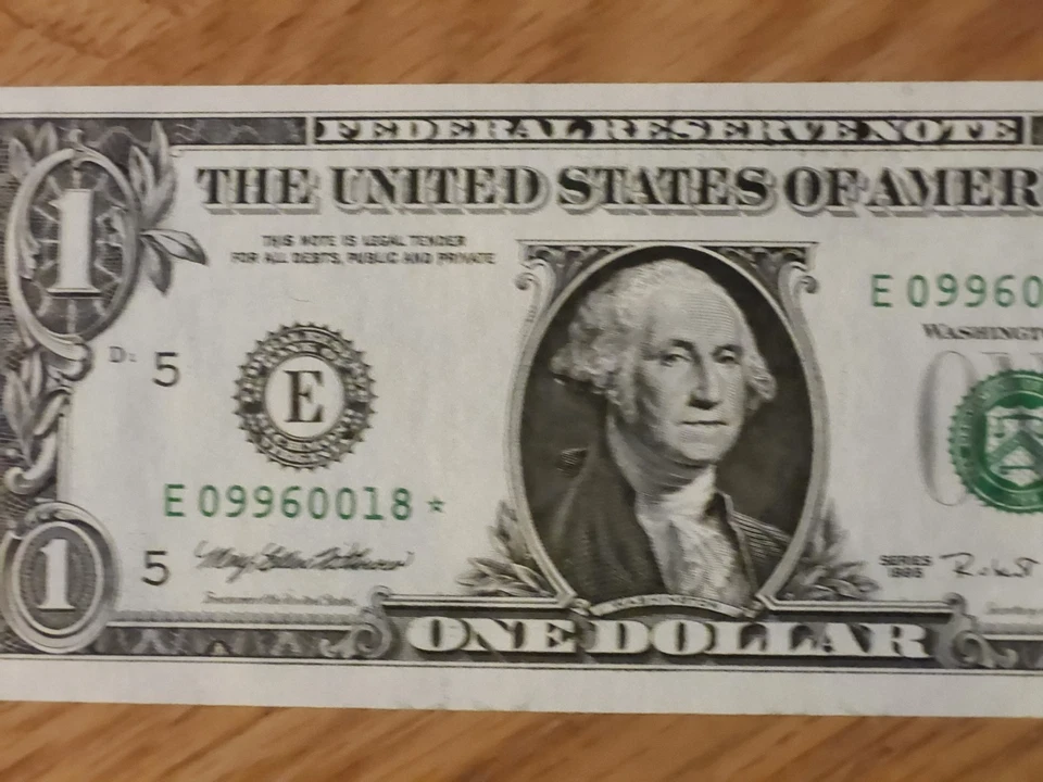 1995 $1 "STAR NOTE" RICHMOND DISTRICT UNC/GEM E09960018* 2 OF 3 CONS SER NUM  - Image 3 of 4