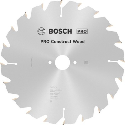 Bosch PRO Construct Wood Kreissägeblatt, 250 x 3,2 x 30 mm, T20