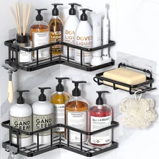 Shower Caddy Corner, 3-Pack Adhesive Rustproof Stainless Steel Shower Shelves wi