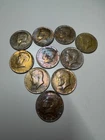 Lot of 10 Kennedy Half Dollars 40% Silver 1965–1969 Toned Coins