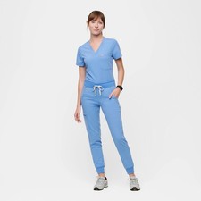 Figs Zamora Women  s Jogger Scrub Pants Ceil Blue Nurse Doctor Small