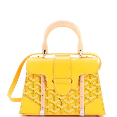 Goyard Structured Saigon Top Handle Bag Coated Canvas with Leather Mini