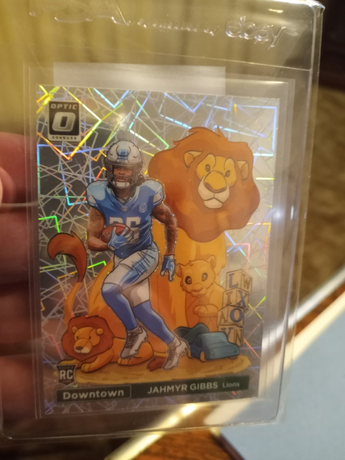 2023 Jahmyr Gibbs Panini Donruss Optic DOWNTOWN Prizm Rookie Authentic-Rare