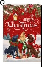 Christmas Dogs Garden Flag 12X18 Vertical Double Sided Winter Holiday outside De