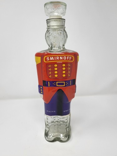 1998 Smirnoff Vodka Nutcracker 12.5" Empty Glass Bottle Ball Foster Co. Decanter