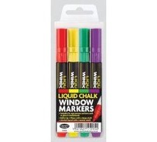 4 Pack Liquid Chalk Glass Window Markers Non-Permanent Dry Wipe Clean