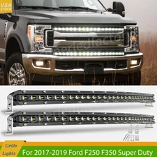 For 2017-2019 Ford F250 F350 Super Duty Front Grille LED Light Bar 32" curved 2x