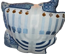 3 STOREHOUSE Hanukkah Menorah THROW PILLOWS SET NEW BLUE