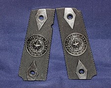 1911 Texas State Seal Metal Pistol Grips  M1911 Clone models 3-1/16 Pewter Grips