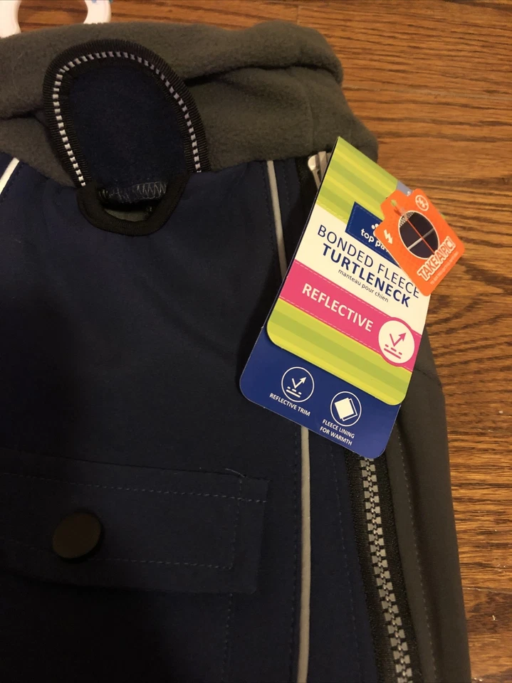 Chaqueta reflectante de lana de cuello alto para perro pequeña azul nueva sin etiquetas Foto 3 de 4