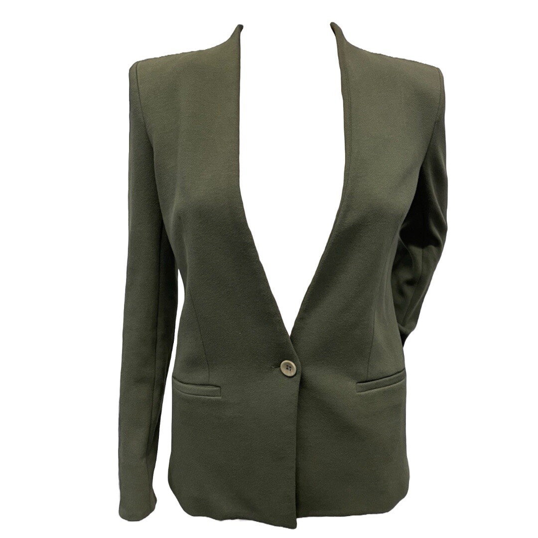 Helmut Lang Olive Green Structured Collarless One… - image 1