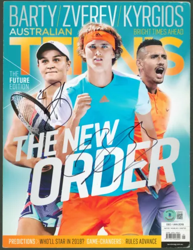 Alexander Zverev & Ashleigh Barty Signed Australian Tennis  Magazine Cover BAS