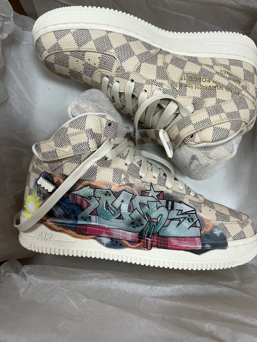 Nike LOUIS VUITTON AIR FORCE 1 MID GRAFFITI Virgil Abloh Size 7!!