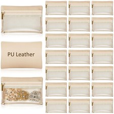 Uiifan 40 Pcs Travel Jewelry Bags Transparent PU Leather Zipper Pocket Rectan...